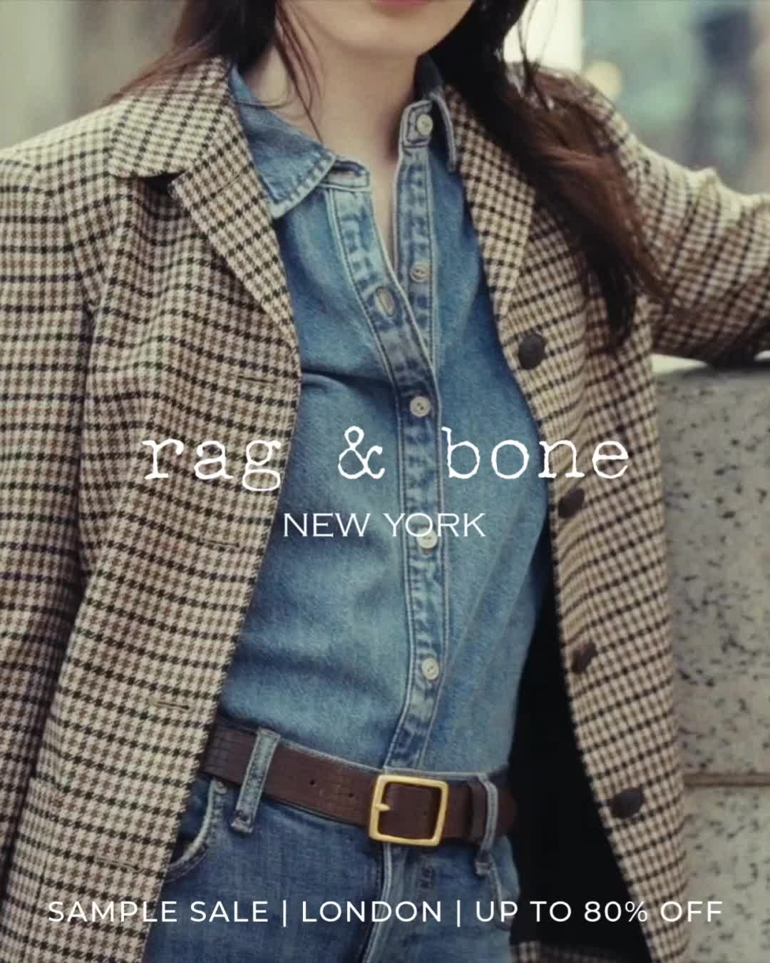 Book your ticket now via the link in our bio | Enjoy up to 80% off womenswear, menswear and accessories from Rag & Bone at our Regent Street store. ⁠
⁠
Rag & Bone is a New York-based fashion label known for blending classic British tailoring with edgy, downtown NYC style. Founded in 2002, the brand offers modern, high-quality clothing, denim, and accessories with a focus on craftsmanship, clean lines, and effortless cool.⁠
⁠