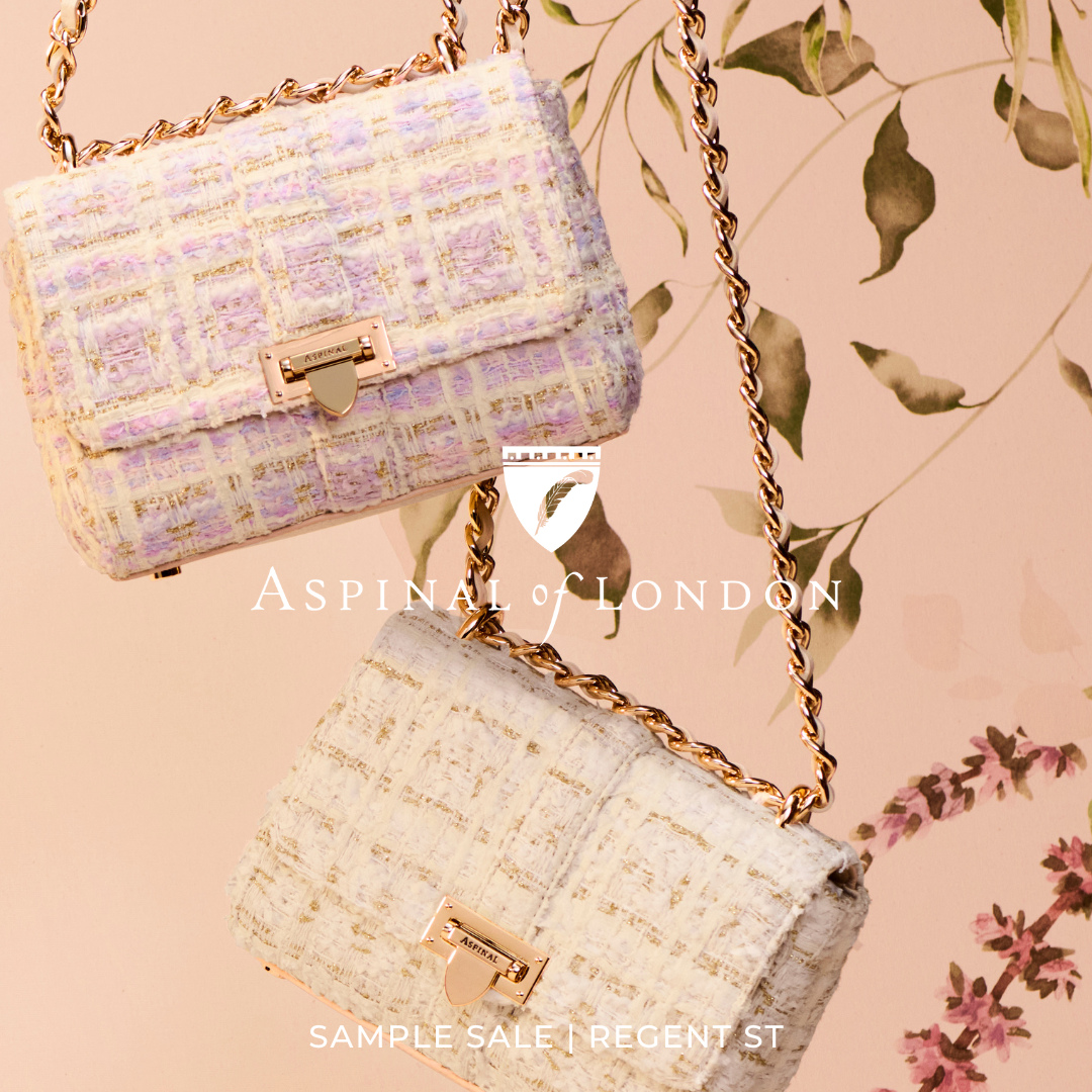 Book your ticket via the link in our bio | Enjoy up to 70% off handbags, leather goods and accessories from Aspinal of London at our Regent Street store.⁠
⁠
Aspinal of London captures a modern, English heritage personality across its collection of lifestyle and fashion accessories. Now a favourite for celebrities and royal family members, the brand is recognised for its superior quality and timeless designs.⁠
⁠
