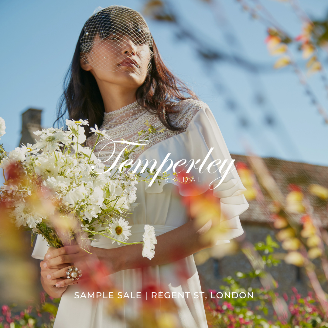 Book your ticket via the link in our bio | Enjoy up to 80% off luxury bridal gowns by Temperley London at our Regent Street store.⁠
⁠
Temperley London is a British fashion house known for its romantic, handcrafted designs that blend feminine elegance with contemporary sensibility. Celebrated for intricate embroidery, luxurious fabrics, and timeless silhouettes, the brand creates beautifully detailed pieces that feel both refined and modern.